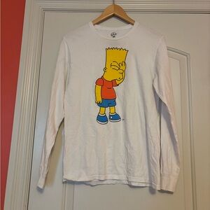 THE SIMPSONS Women’s Small Bart Simpson White Long Sleeve Shirt.